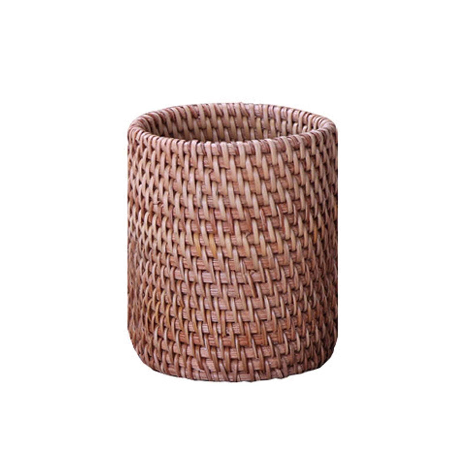 Porte-stylo en rotin de bureau et organiseur maquillage marron