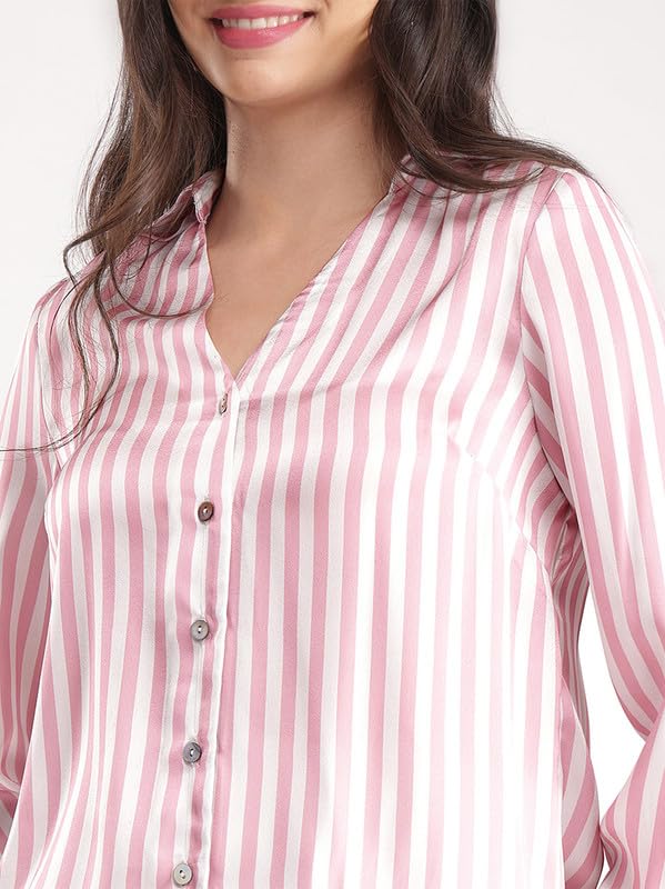 Image of FableStreet Women Shirts | Comfort Fit Spread Collar | Premium Satin Fabric for Formal, Business Casual