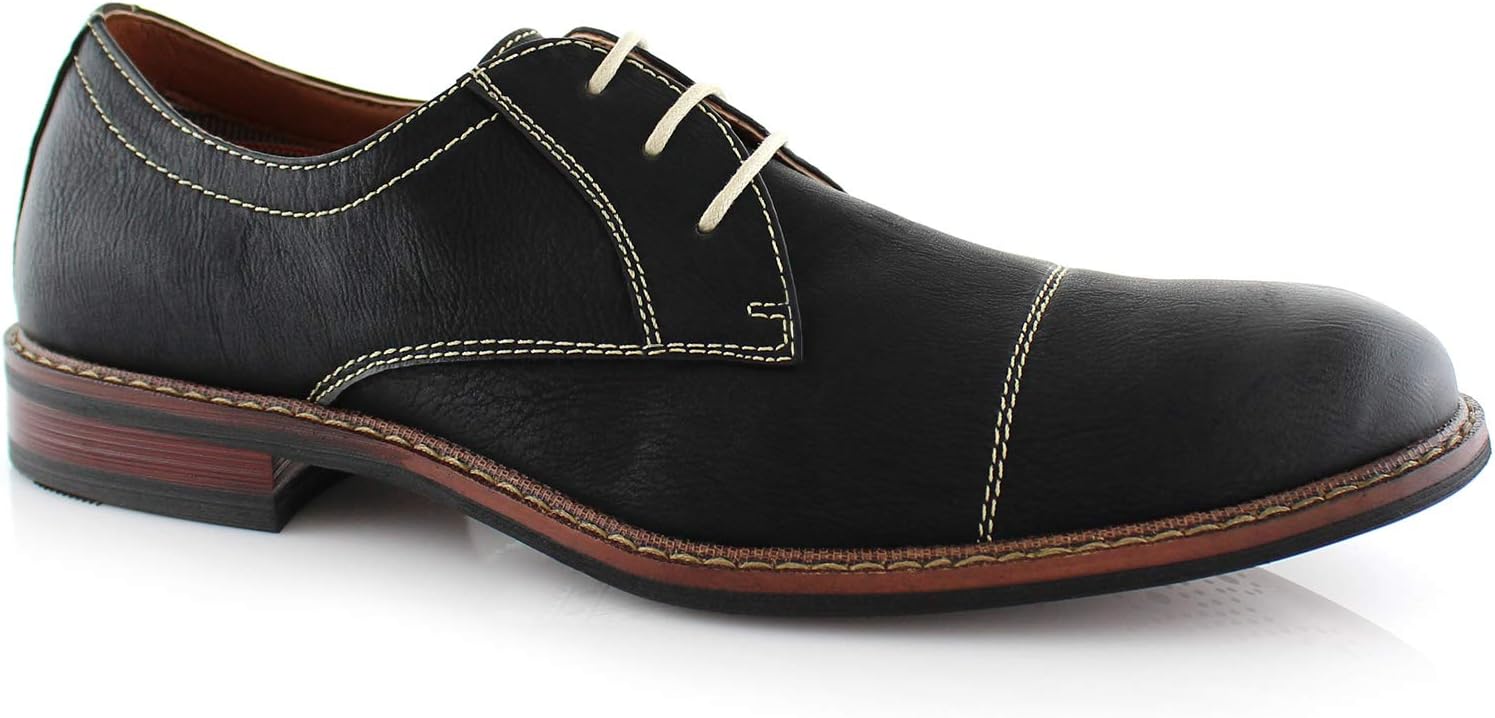 Ferro Aldo Men's Modern Cap-Toe Derby Collection | Statement Dress Shoes in Floral, Woven, & Classic Styles