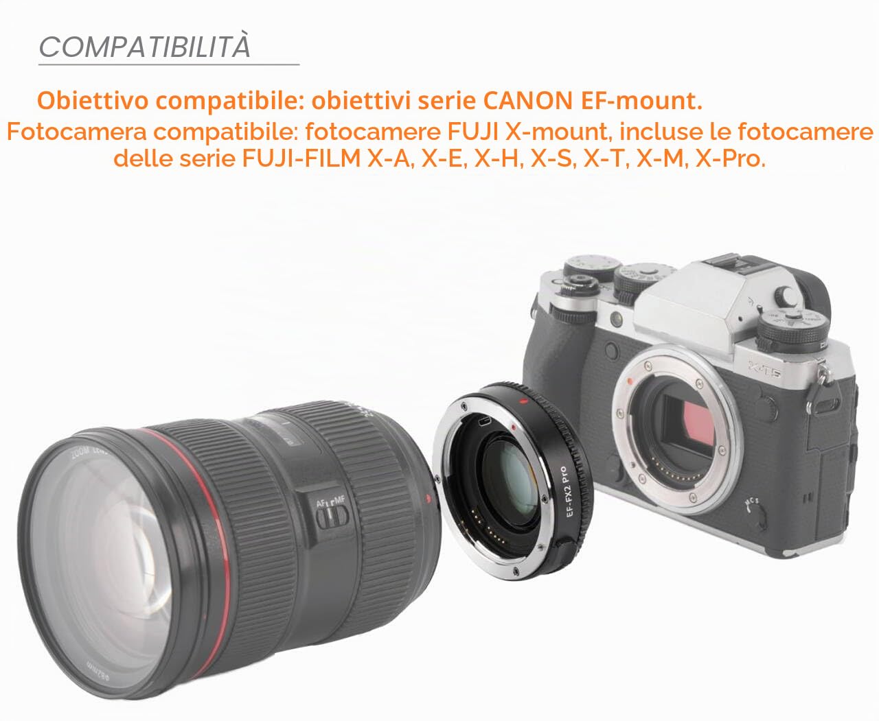 EF-FX2 Pro Adattatore Speed Booster 0.71x – AF Per Obiettivi Canon EF Su Fuji X-Mount, Con Aggiornamento USB