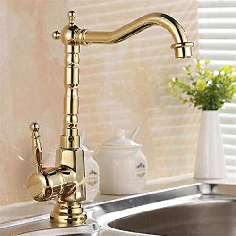Robinet de lavabo de salle de bain en laiton doré pour une ambiance rétro