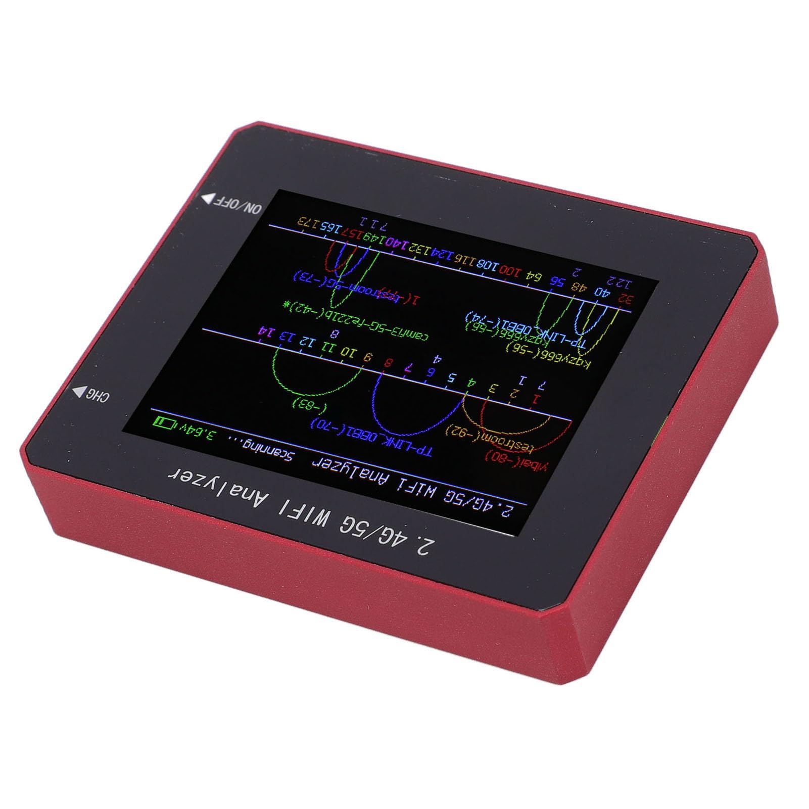 Analyseur WiFi, Scanner de Signal WiFi, Détecteur de Fréquence avec écran Couleur TFT 2,4 Pouces et Batterie 750 MAh, Idéal pour l'optimisation du Signal et la Sélection des Canaux