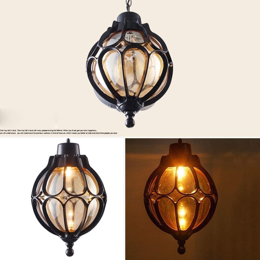 Lampada a Sospensione per Esterni con Globo in Vetro, Lampada a Sospensione Vintage Mediterranea a Sfera Impermeabile, lampadario in Alluminio E27, Illuminazione da soffitto per Esterni Resi