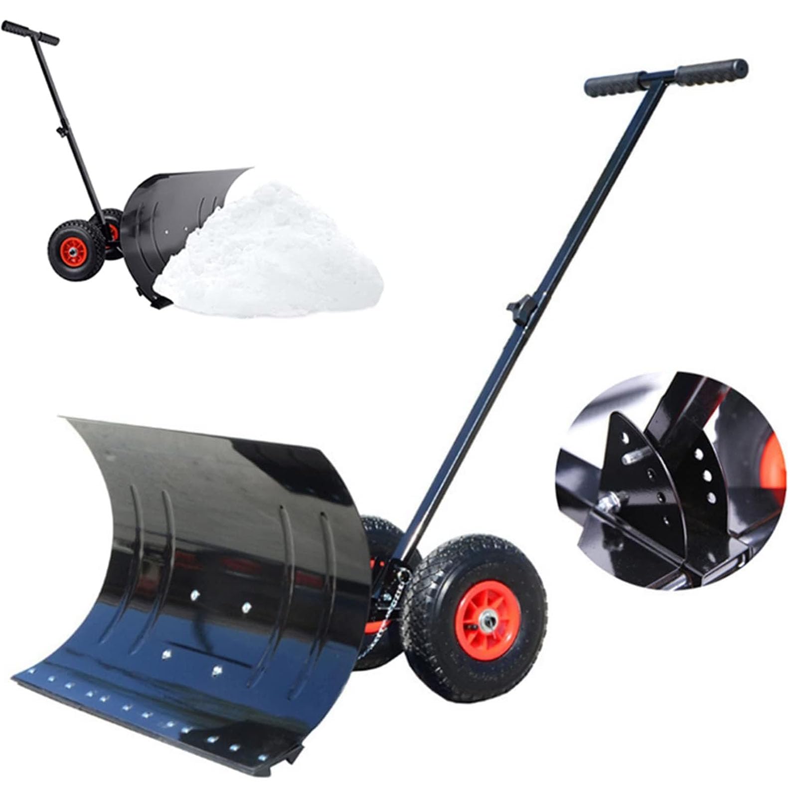 Empuje de nieve con hoja extra ancha de 74 cm, mango ajustable para quitar la nieve, herramienta ideal para limpieza de calzadas, jardines y pavimentos