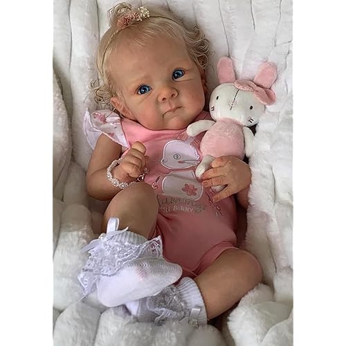 Pinky Reborn Baby Dolls Lovely 18 inch 46 cm Real Looking Reborn Baby Doll Cloth Baby Doll Realistic Newborn Doll Rooted Hair Doll Toy for Ages 3+