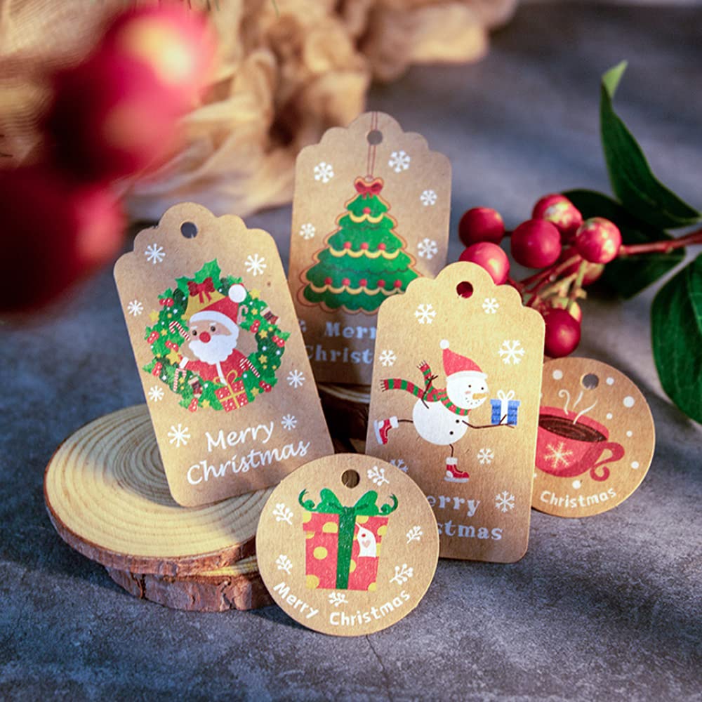 100 Weihnachtsanhänger Aus Kraftpapier - 10 Designs Mit Baumwoll & Juteschnur