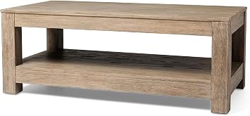 Maven Lane Paulo Coffee Table 18 Inch Rectange Table with Storage Grey Solid Wood Ideal for Living Room and Lounge