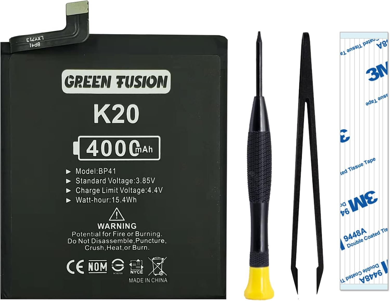 GREEN FUSION New Battery Replacement PB50 Compatible with Moto Thinkphone XT2309 Series, Includes Repair Tools and Installation