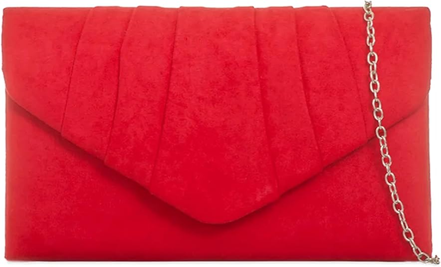 Suede Geplooide Stijl Bruids Prom Bruiloft Avond Clutch Party Purse