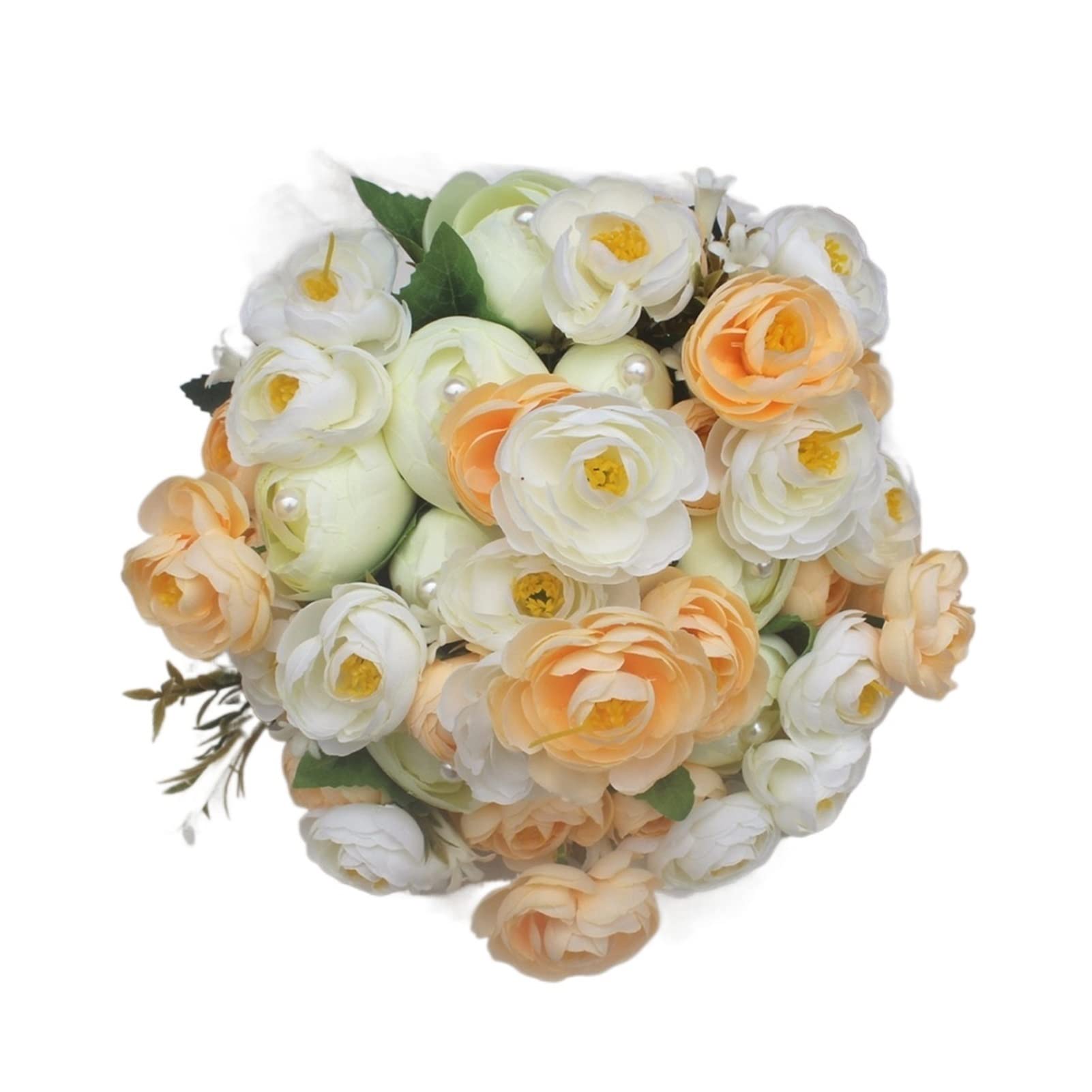 Abricot Fleurs artificielles Bouquet de mariée Bouquet Rose Pearls Plastic Bouquet 2Color (Color : 22cm Apricot)