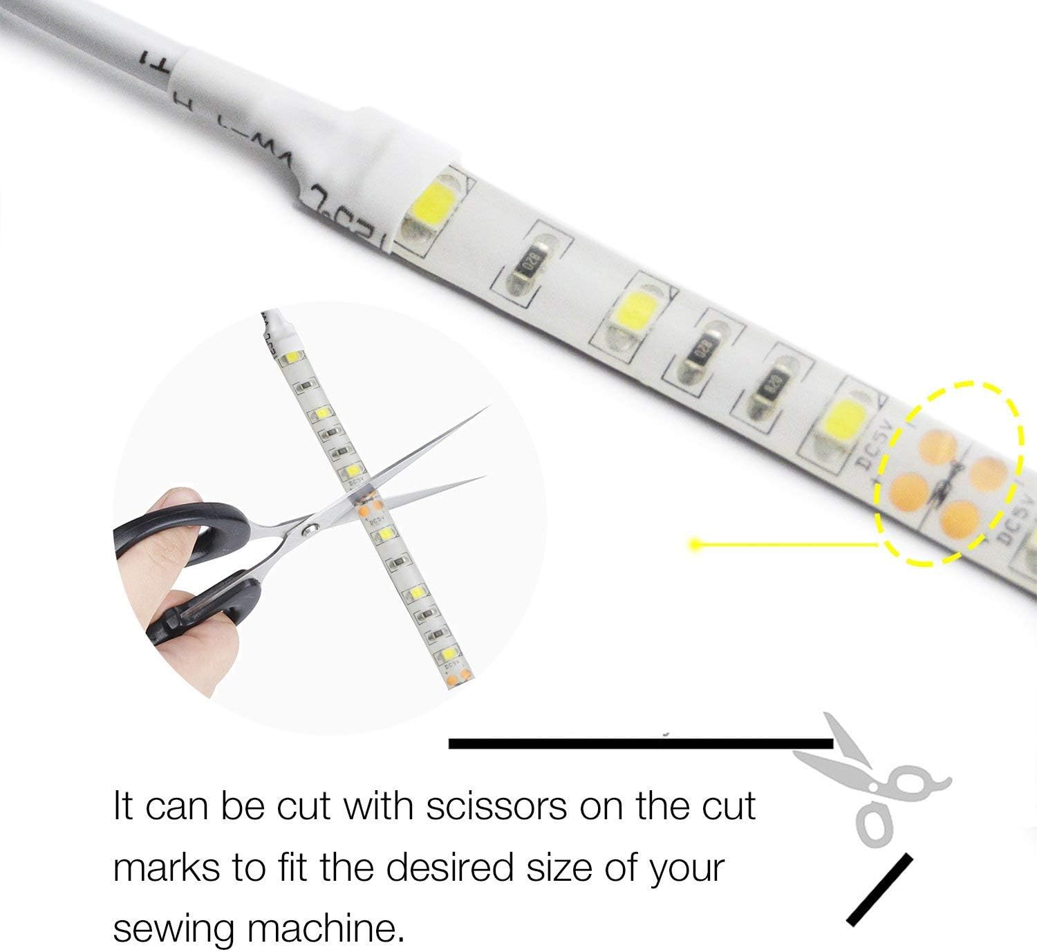WENICE Sewing Machine Lights led Strip, Lighting kit with 5500K 18leds and Touch dimmer and USB Power(Neutral White,18led)