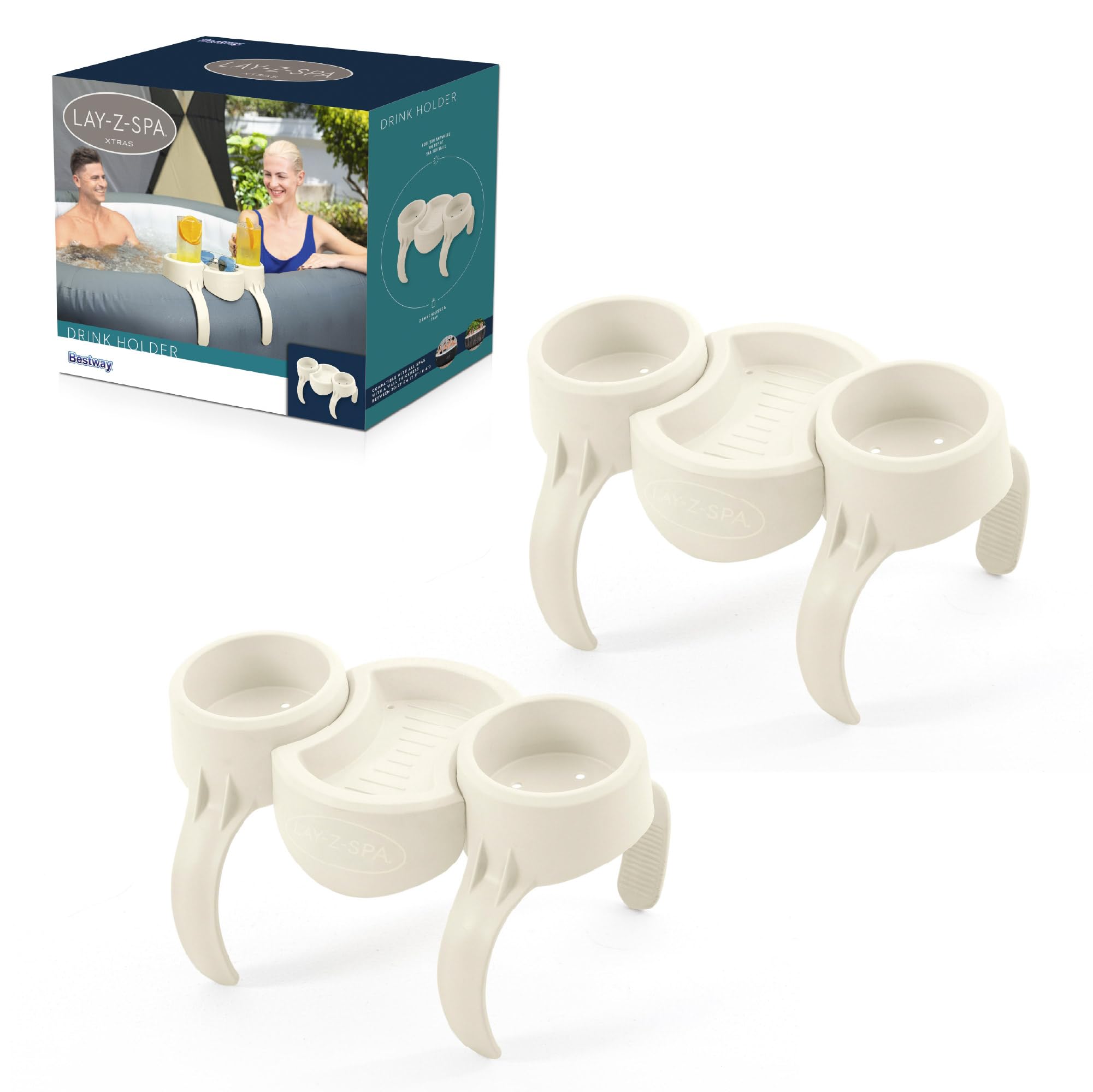 Lay-Z-Spa 60306 Hot Tub Drinks Holder and Snack Tray, Inflatable Spa Accessory, Double Pack