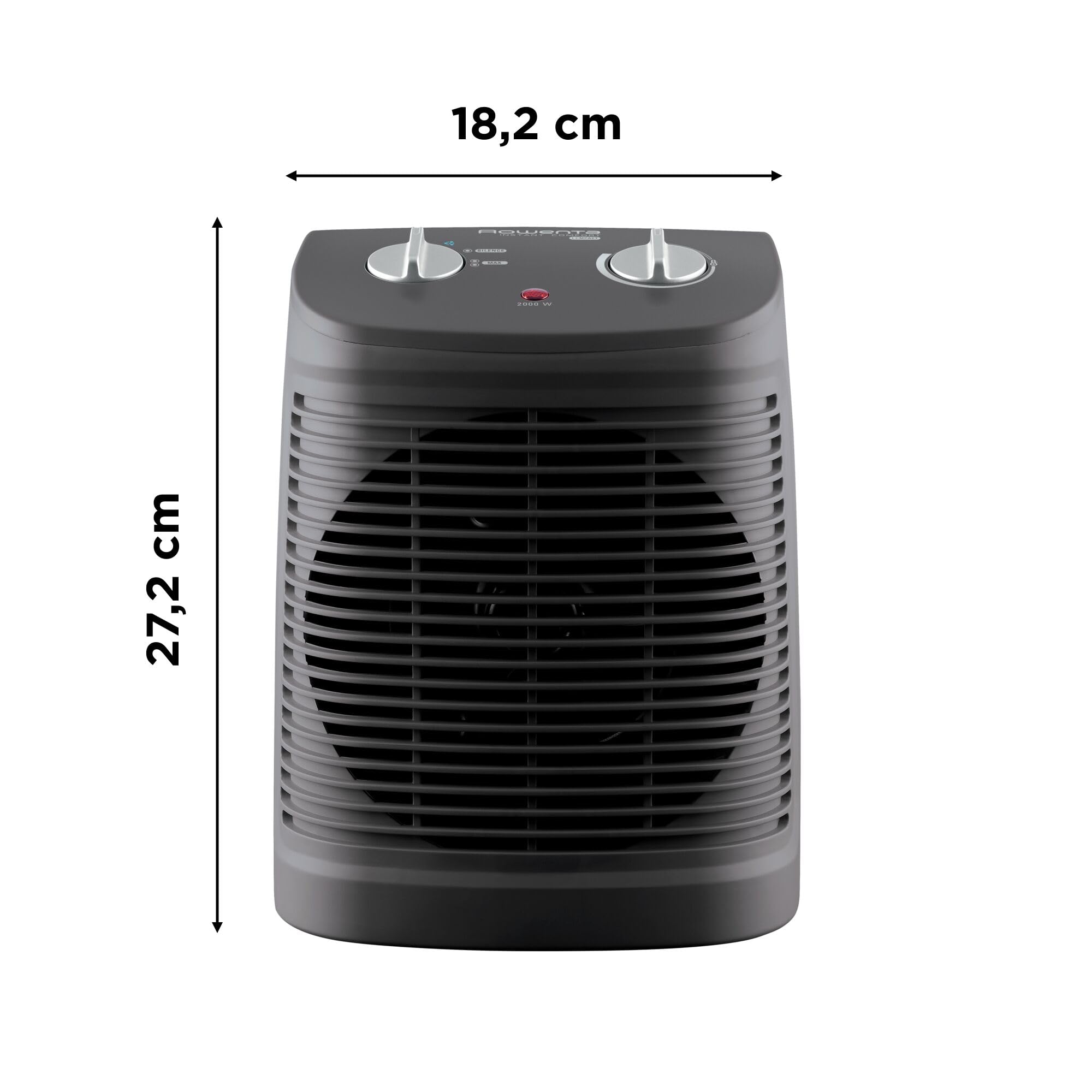 Rowenta Comfort Compact - Calefactor bajo consumo 2000 W, 2 velocidades, termostato mecánico función anti-heladas, Silence 44 dBA, modo Eco, ventilador aire frío, fácil transporte, SO2320