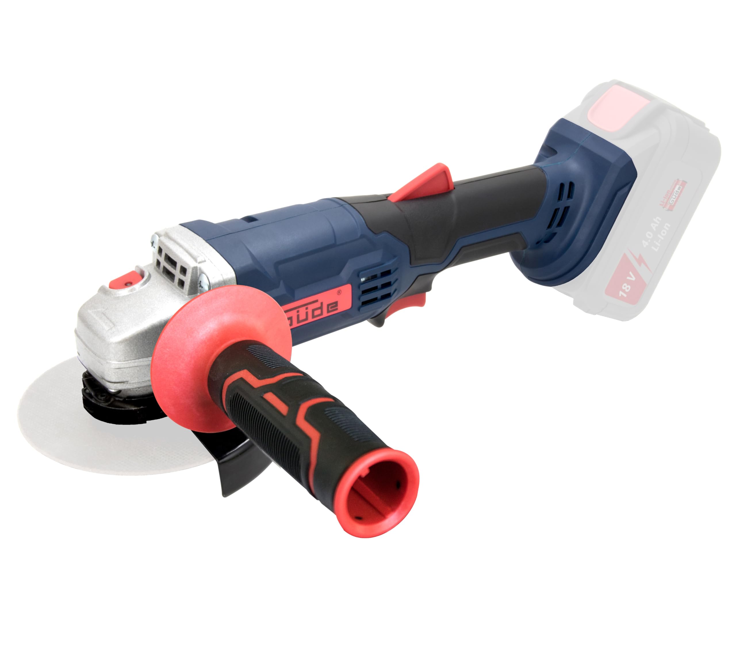 Güde Akku Winkelschleifer WS 18-0 (18 V, Easy-Energy-Exchange, kraftvoller Hochleistungsmotor, 125 mm Scheibendurchmesser, Spindelarretierung, 2-Positionen Zusatzhandgriff, ohne Akku und Ladegerät)