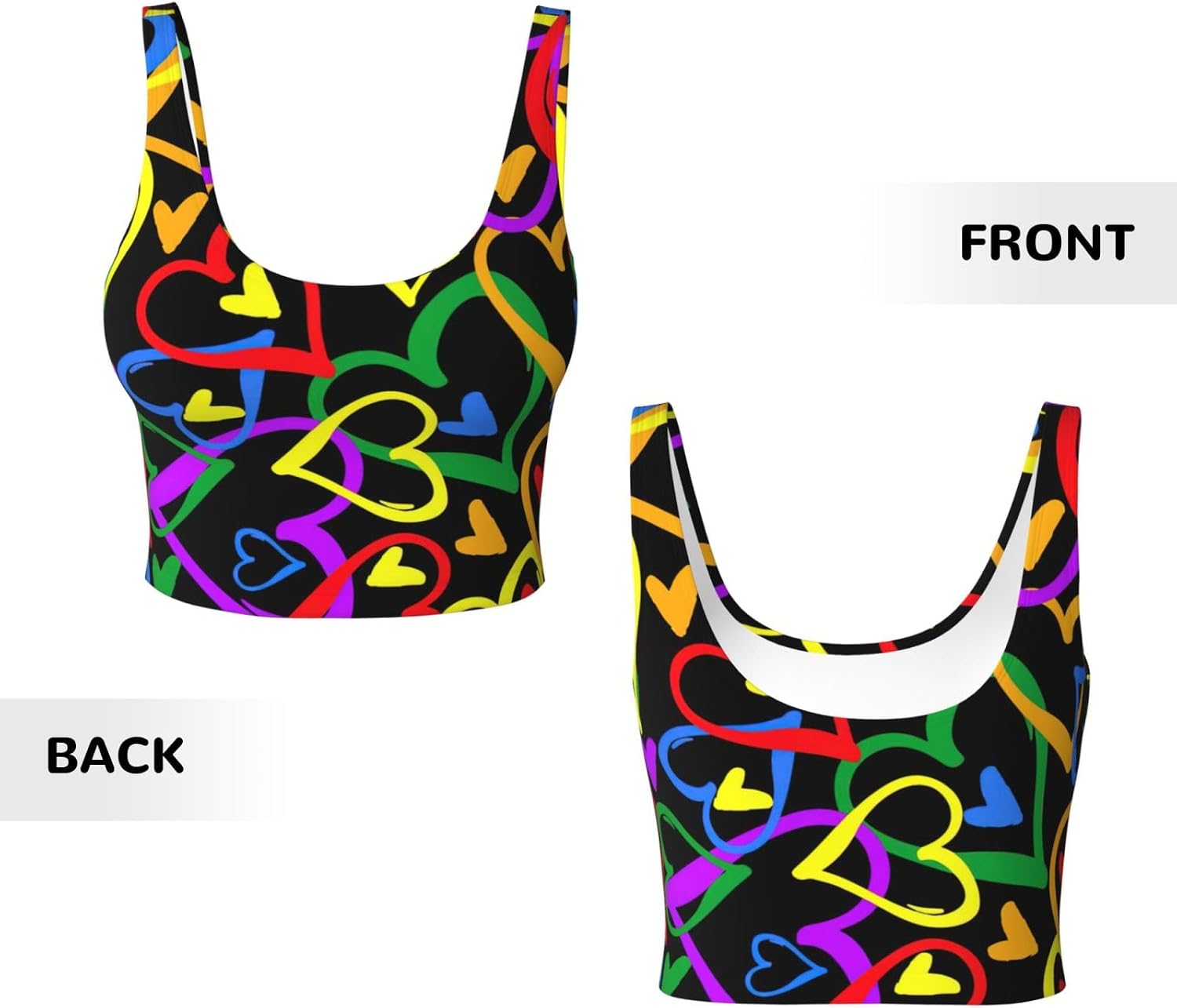 Gay Pride Rainbow Print Women's Strappy Sports Bra, Stretch Gym Bras U Neck Yoga Tops, Comfort Seamless Bra