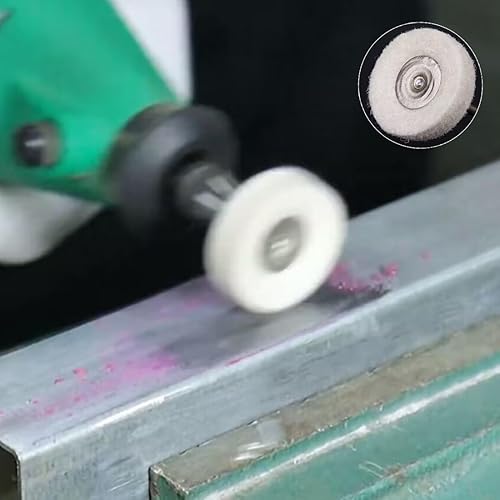 Miniatura 6 de Luo ke Paquete de 20 ruedas de pulido de fieltro de lana comprimida de 0.118in, rueda de pulido de lana montada en mandril para herramienta