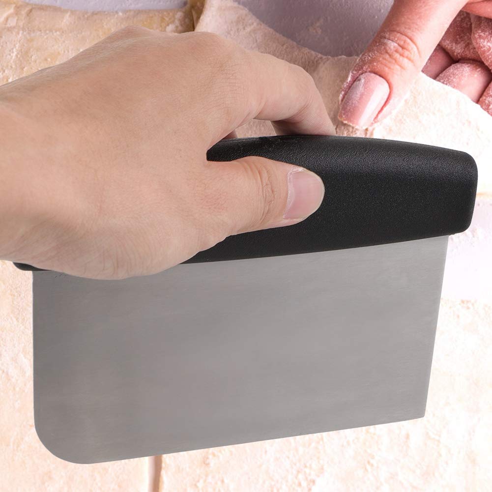 Dough Scraper, Bench Scraper with Polished Food Grade Stainless Steel Bread Scraper for Bread and Pizza Dough Baking
