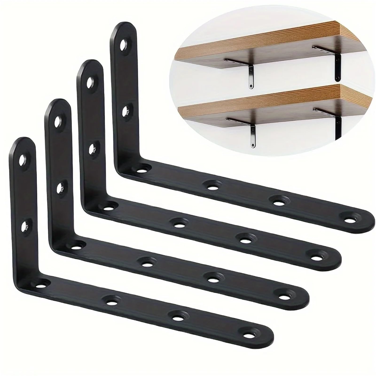Robuste Eckstütze aus schwarzem Stahl, 5 x 3 Zoll, for Möbel, Regale und Schrankverkleidungen Geeignet zur Möbelbefestigung(8pcs)