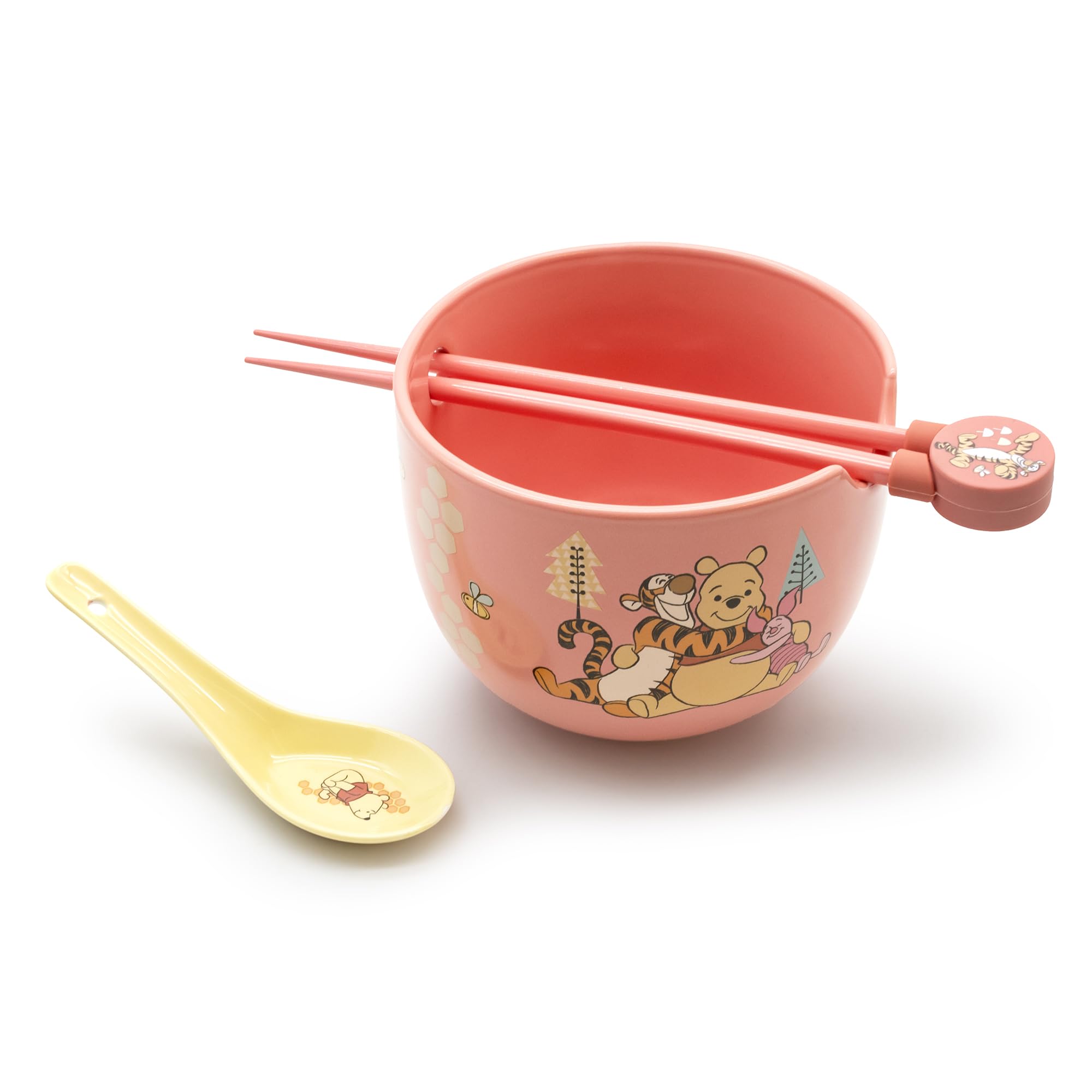 Bol à ramen Winnie l'ourson complet avec baguettes et cuillère en céramique rose Culture Fly
