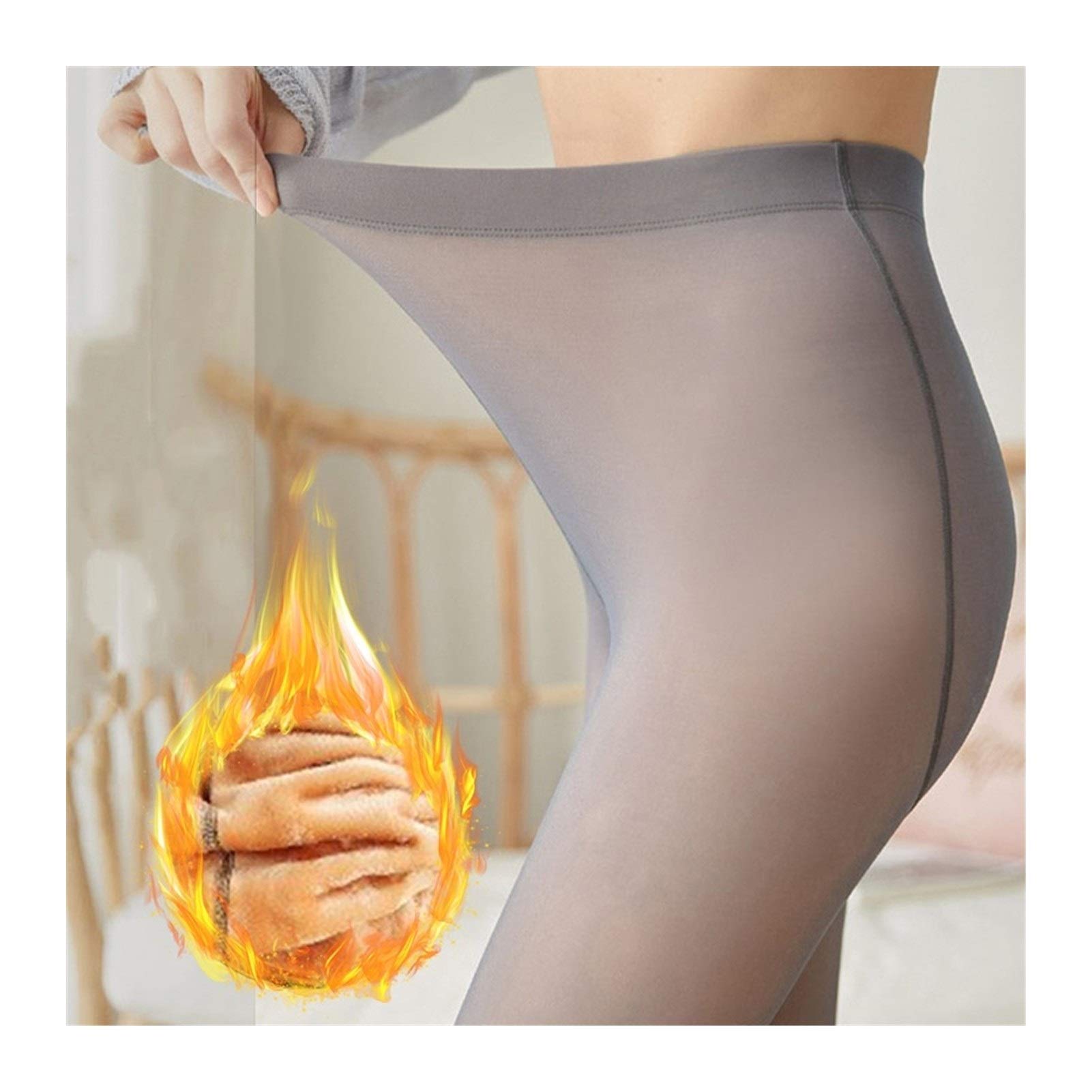 RWRAPS Collant Caldi da Donna Push Up Vita Alta Addome Collant Invernali Spessi Collant Slim Fit (Colore: Grigio A Spesso) (Nero a Sottile)