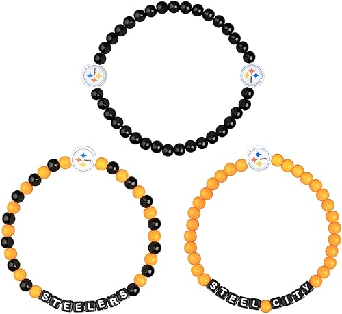 Vista 87 de FOCO NFL unisex-adult NFL Team Logo Officially Licensed 3-Pack Beaded Friendship Bracelets