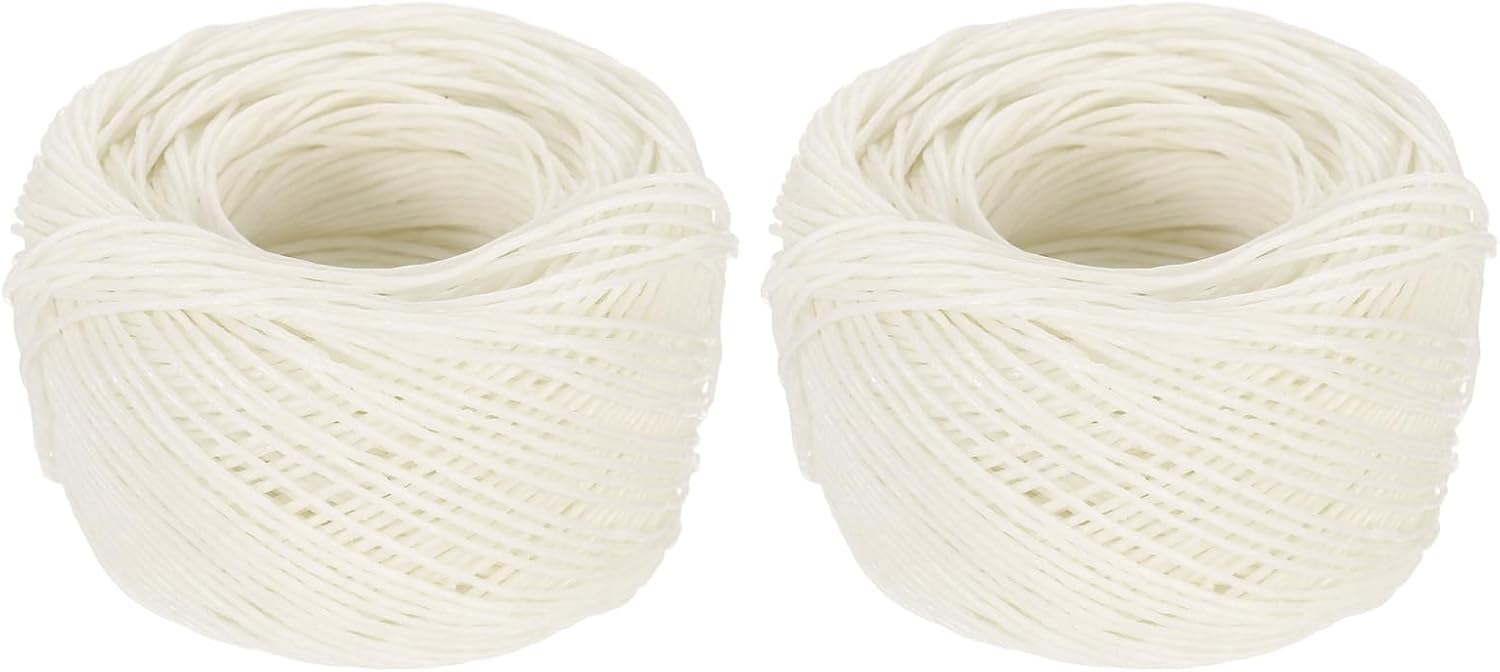 PATIKIL 2Pcs 200ft/61m Beeswax Wick Rope, 1.2mm Thick Candle Making Wicks with Natural Beeswax Well Coated for Candle String Making Wick Lighter, White