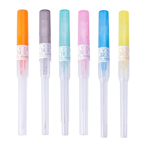 50 agujas de perforación de catéter, agujas huecas de 0.94 oz, agujas IV con catéter para el cuerpo, kit de piercings para oreja, nariz, labio,