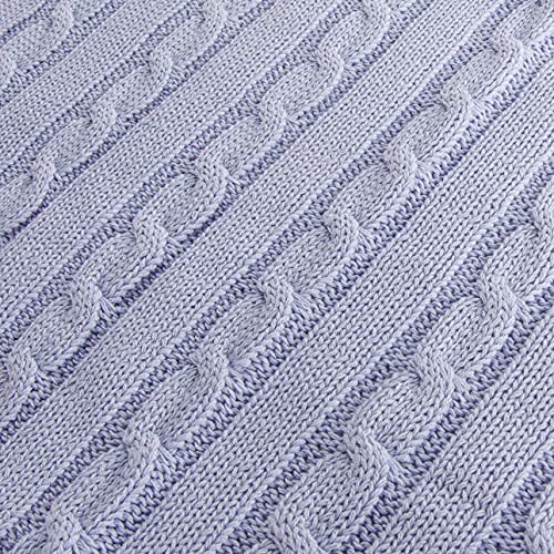 Image of NTBAY 100% Pure Cotton Cable Knit Toddler Blanket, Super Soft Warm Breathable 30x40 Baby Blanket for Crib, Stroller, Nursery, Travel, Newborn, 30x40 Inches, Light Purple