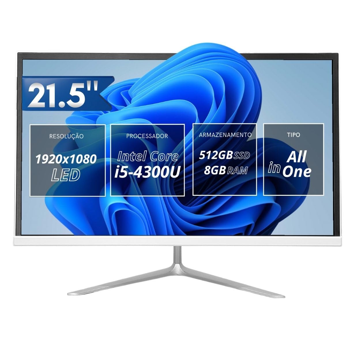 Computador All-In-One 21,5” Intel Core i5 Full HD 1920x1080, 8GB