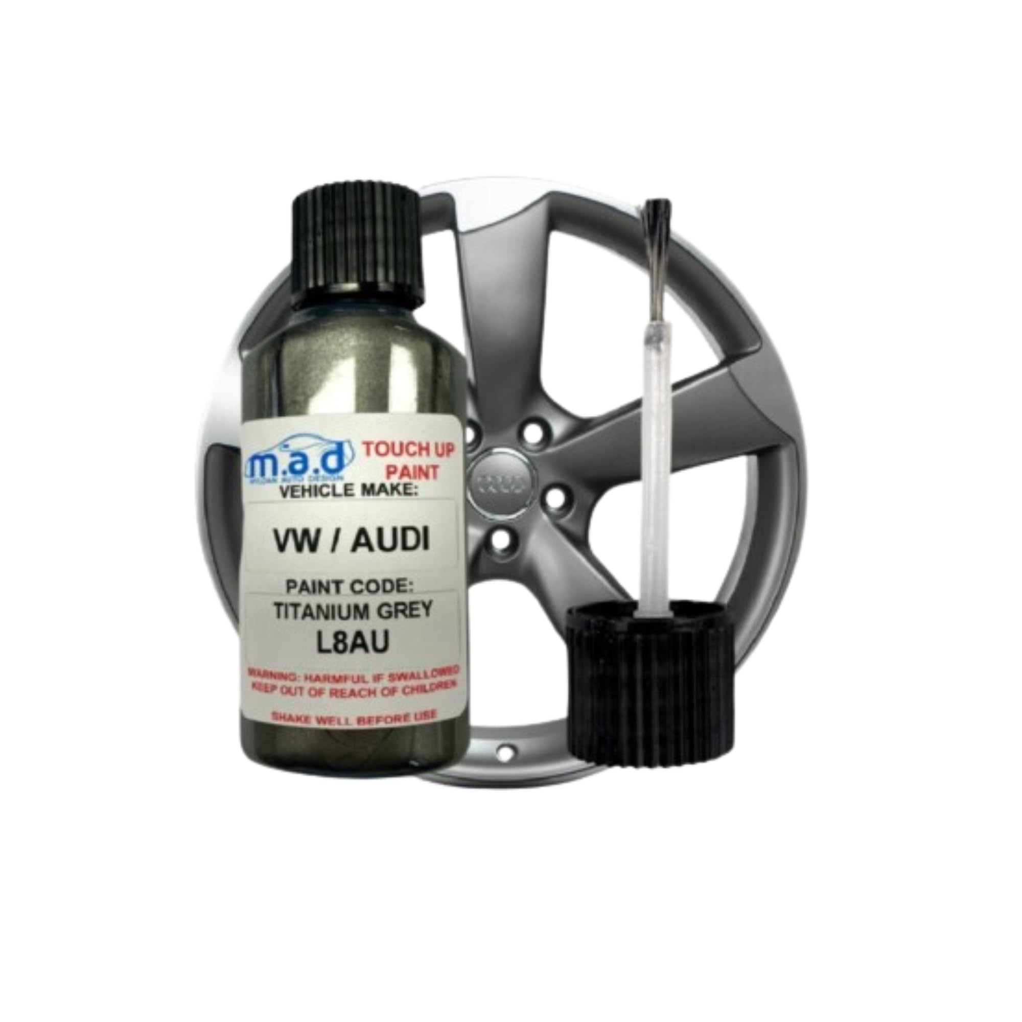 Madauto Grey Touch Up Paint For Audi L8au Titanium Wheel Touch Up Pen Kit Rs4 Rs5 Ttrs A3 A4 A5 A6 Tt A8 (Paint + Lacquer)