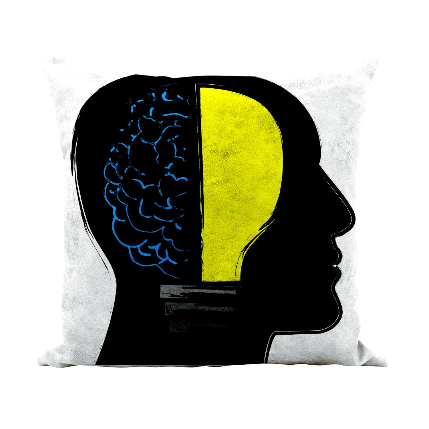 Coussin idée design cerveau ampoule 40x40 cm housse similicuir blanc avec garnissage