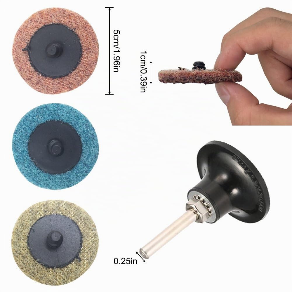 Juego de 30 discos de lija de cambio rápido, fino/medio/grueso, 50 mm, con 2 soportes de 1/4 pulgadas, AFUNTA discos de acondicionamiento de superficie para la superficie de preparación de la tira