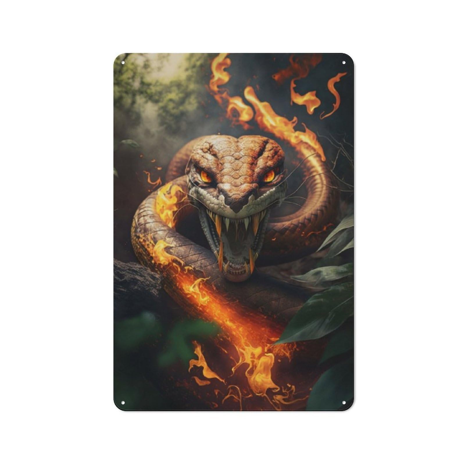 Junmoney Portrait Angry Snake Metal Wall Sign 30X20cm Featuring For Café Or Restaurant, For An Autumn Wall Display In Café And Restaurant