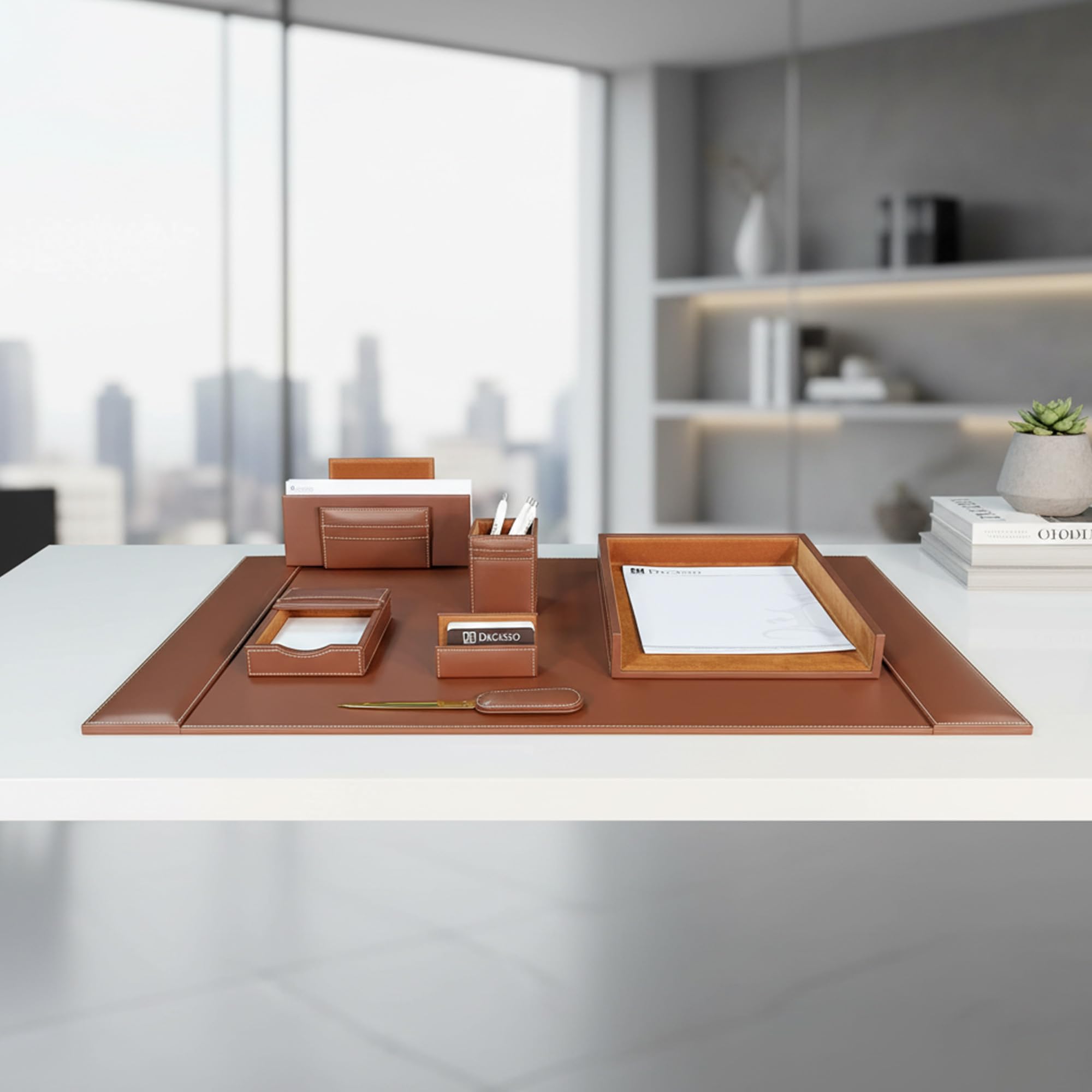 [3セットアップ] DSxBS BROWN LEATHER 3PEACE Amazon.com: Dacasso Rustic Brown Leather Desk Set, 7-Piece (D3204