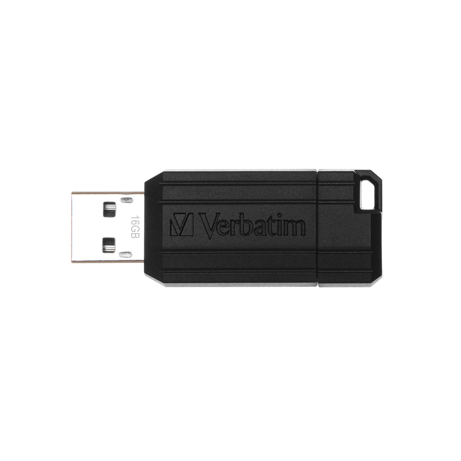 Verbatim16GB Pinstripe USB 2.0 Flash Drive Retractable Thumb Drive – Black