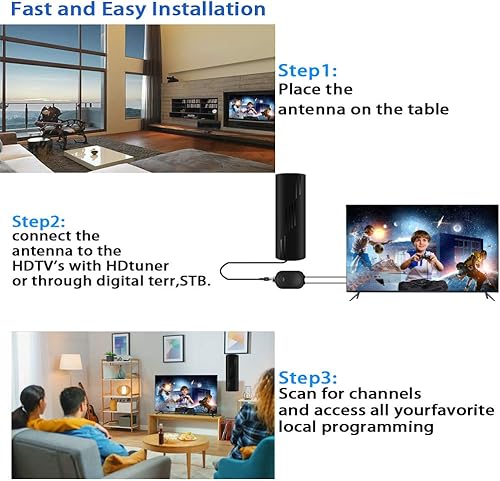 Miniatura 6 de Antena de TV de rango de más de 780 millas, antena de TV digital para Smart TV y televisores antiguos, antena HD amplificada para TV interior y