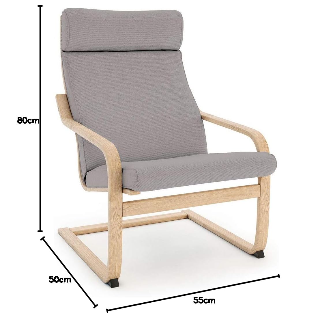 VINYLLA Funda de repuesto para sillón Ikea Poang (diseño 3, algodón, gris)