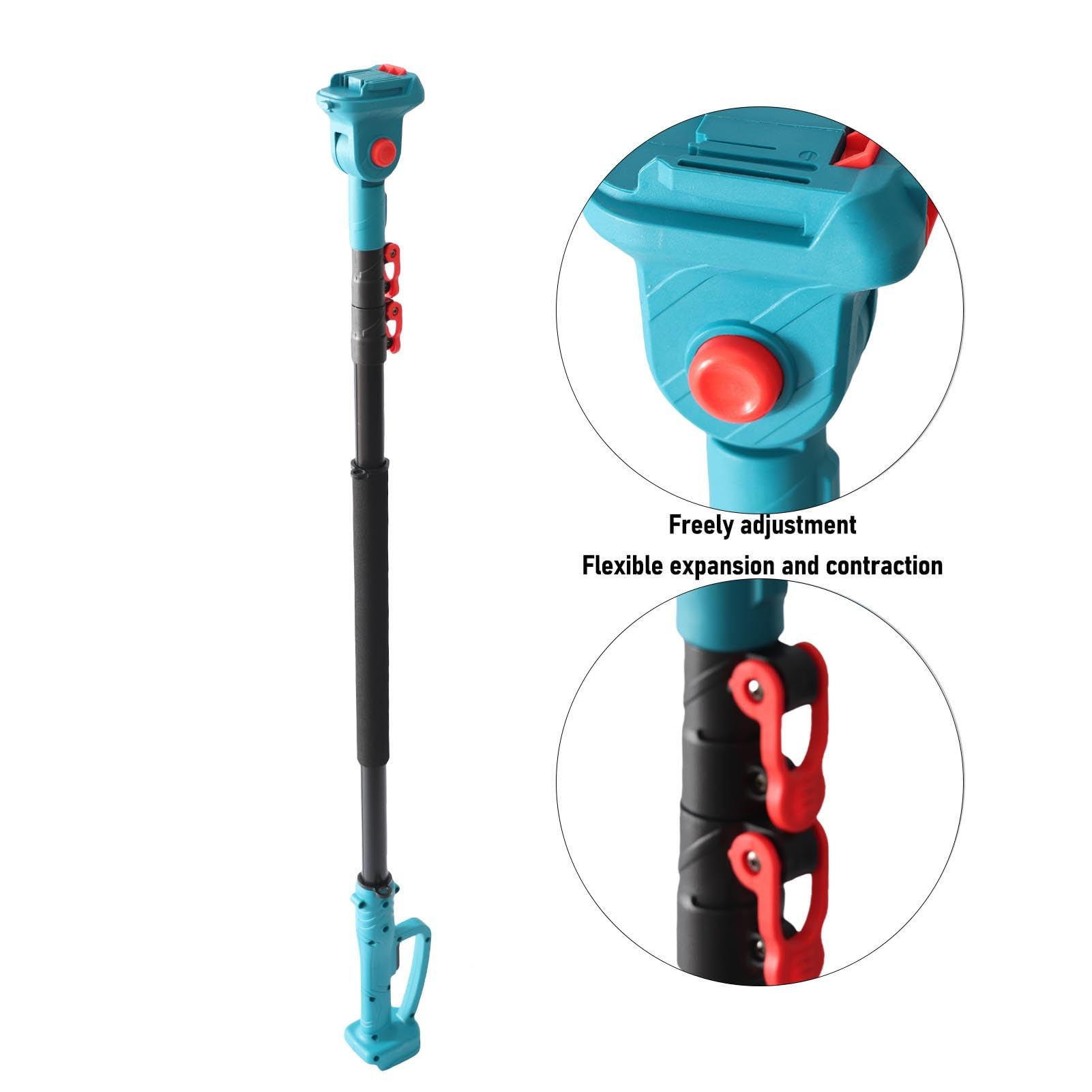 Generic Asta di Prolunga Telescopica a Ramo Alto per Potatore Elettrico 1,25-2,4 M Asta da Potatura Leggera per BL1840, Angolo della Testa Regolabile per Giardinaggio Lega di Alluminio ABS Blu