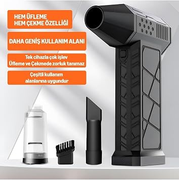 130000 Rpm Kablosuz Elektrikli Hava  fleyici & Vakum | 3 Kademeli, 8000 Mah,  arjl  Turbo Toz  fleyici   Aparatl