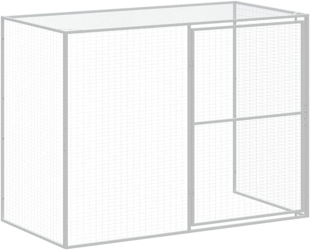 vidaXL Dog House, Dog Kennel with Run, Dog Cage with Lockable Door and Latch, Pet House for Small Animals, Anthracite Galvanised Steel