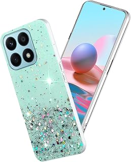Compatible con funda Honor X8A transparente purpurina purpurina Bling Bling Funda Honor X8A Funda Silicona Suave Fina Case Rosa Lujo Brillante (Verde)