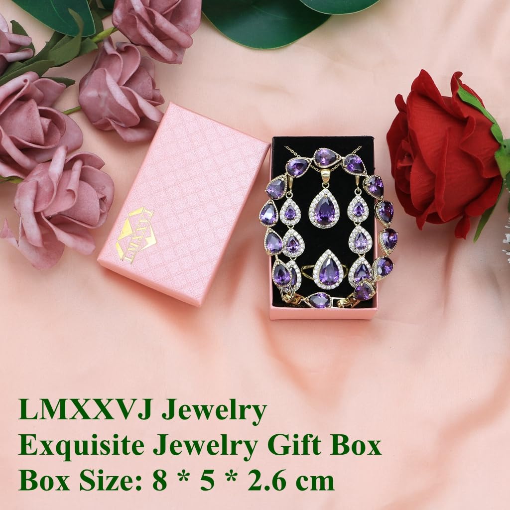 LMXXVJ Juego de collar y aretes largos y pulsera, chapado en oro blanco, zafiro azul, joyería de regalo de boda, fiesta, joyería para mujer, novia, dama de honor
