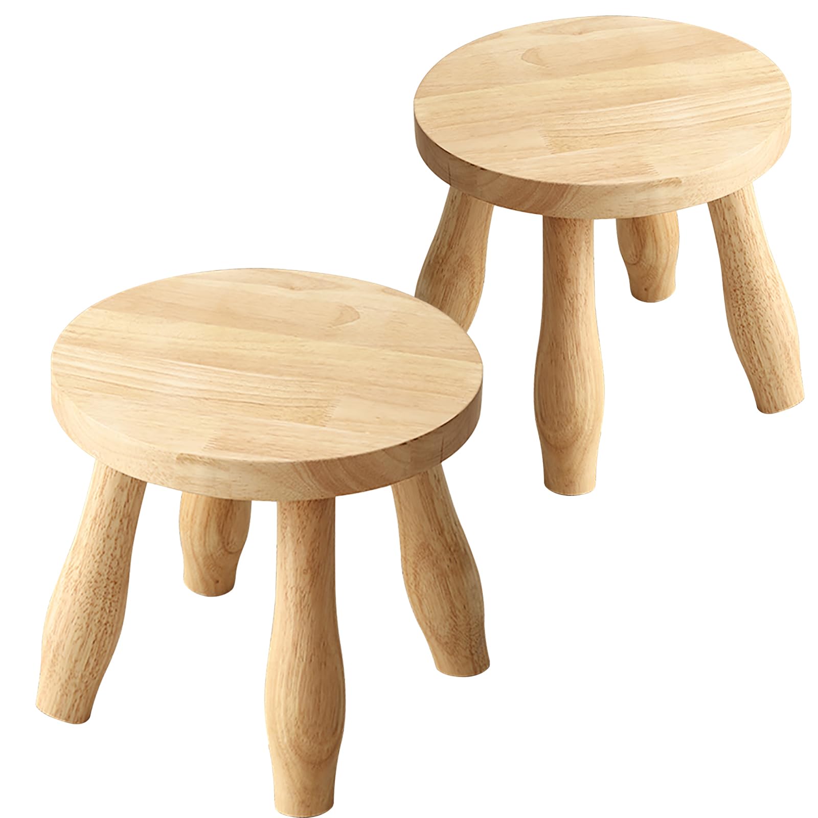Yier Mei 2 Pcs Mushroom Shaped Creativity Solid Wooden Stool