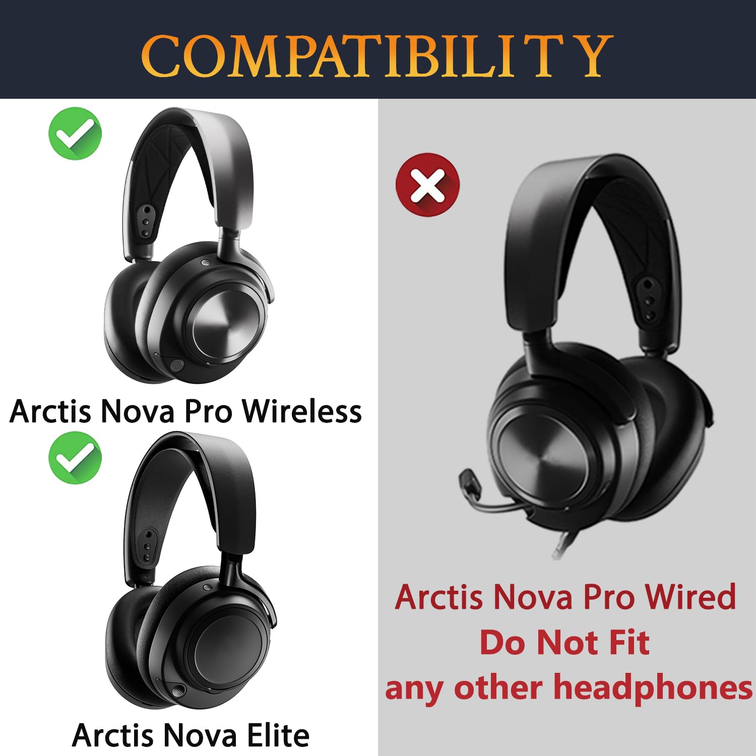 SOULWIT Wymienne nauszniki z chłodzącym żelem do Steelseries Arctis Nova Pro Wireless/Arctis Nova Elite słuchawek, nauszniki z pianką izolującą hałas o dużej gęstości, zwiększona grubość