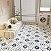 WOWSTAR 30-Pack Peel and Stick Floor Tiles, 12 x 12in Vinyl Flooring Tiles, Self-Adhesive Waterproof Flooring Planks for Kitchen, Dining Room, Bedrooms, 30 Sq. Ft - Blue Flower Texture