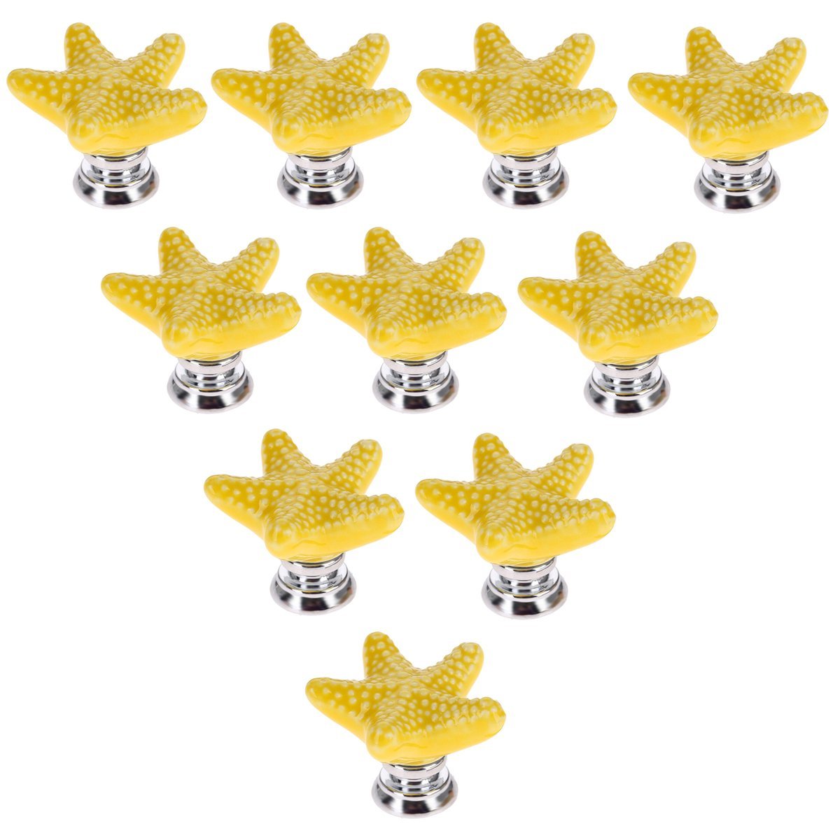 Bouton de tiroir en céramique jaune style méditerranéen pour armoire enfant x10