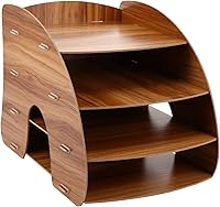 Vista 1 de Estantería de múltiples capas Soporte para libros Estante de almacenamiento de madera Soporte de archivo de papel de múltiples capas Paletas