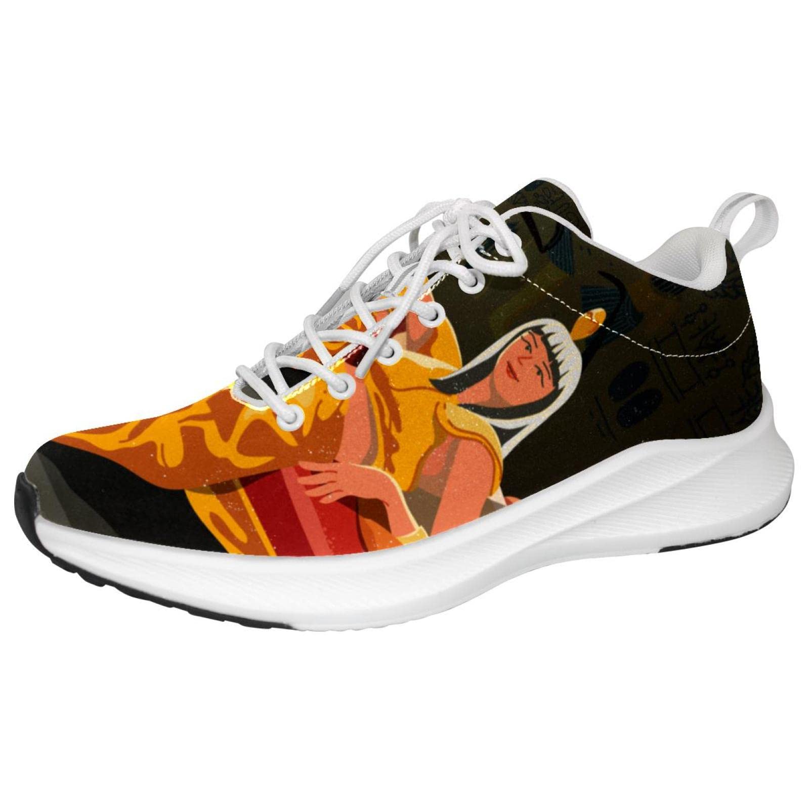 Sneakers personalizzate Scarpe da passeggio leggere in esecuzione Scarpe da ginnastica casual atletiche Cleopatra seduta sul trono, multicolore, 11 US