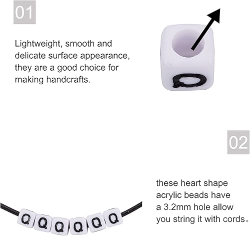 Vista 124 de FASHEWELRY 300 cuentas de letras acrílicas blancas de 0.236 x 0.236 pulgadas (0.236 x 0.236 in), cuentas del alfabeto para hacer pulseras