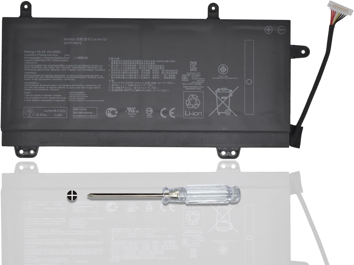 Batteria Originale ASUS C41N1837 76Wh Per Serie GA502, GU502, GX502 - Sostituzione Laptop